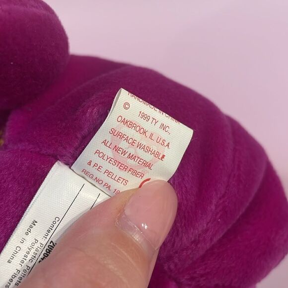 2000 TY Beanie Baby Millennium the Purple Bear Excellent Used Condition 9” long - Picture 8 of 8